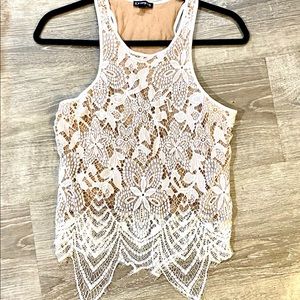Express Lace Overlay Top